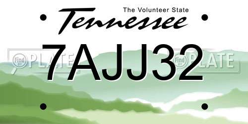 7AJJ32 Tennessee License Plate