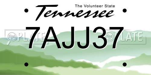 7AJJ37 Tennessee License Plate