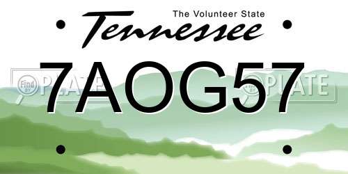 7AOG57 Tennessee License Plate