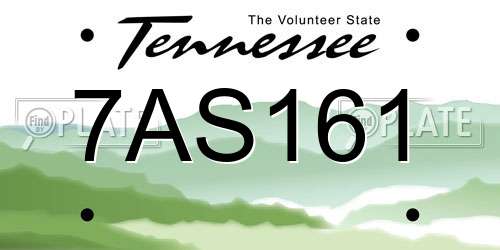 7AS161 Tennessee License Plate