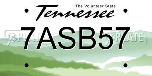 7ASB57 Tennessee License Plate