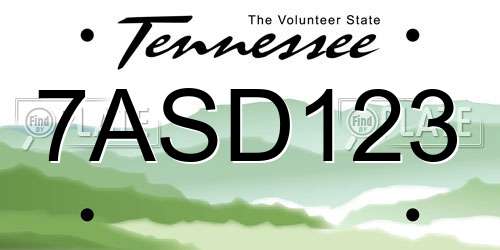 7ASD123 Tennessee License Plate