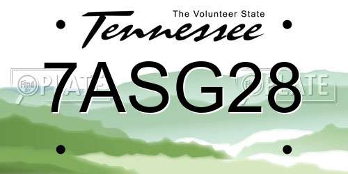 7ASG28 Tennessee License Plate