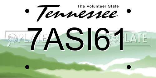 7ASI61 Tennessee License Plate