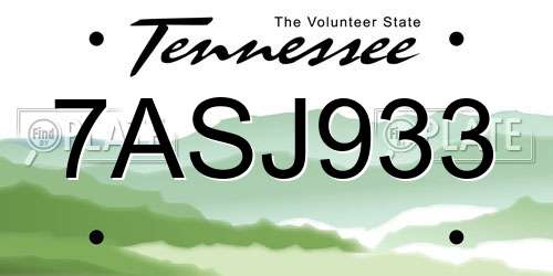 7ASJ933 Tennessee License Plate