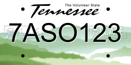 7ASO123 Tennessee License Plate