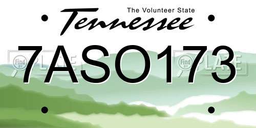 7ASO173 Tennessee License Plate