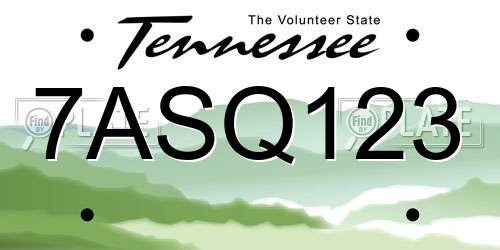 7ASQ123 Tennessee License Plate