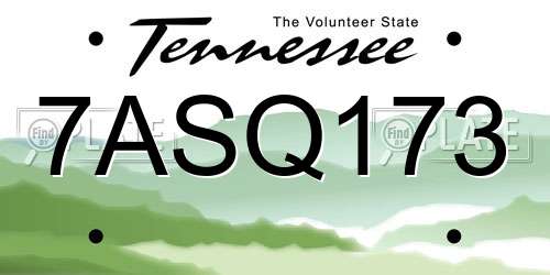 7ASQ173 Tennessee License Plate