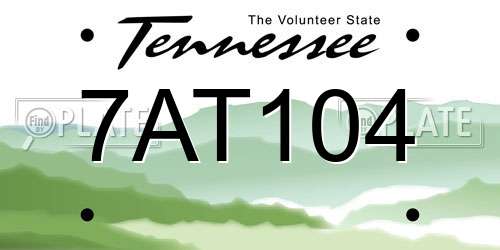 7AT104 Tennessee License Plate