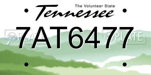 7AT6477 Tennessee License Plate