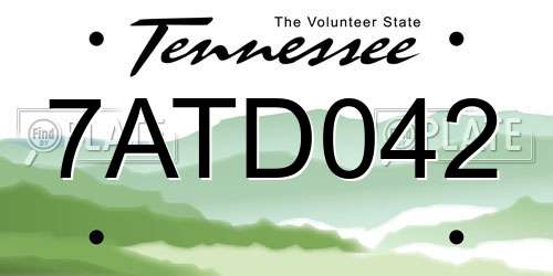 7ATD042 Tennessee License Plate