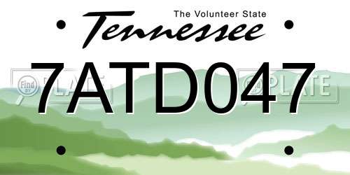7ATD047 Tennessee License Plate