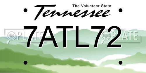 7ATL72 Tennessee License Plate