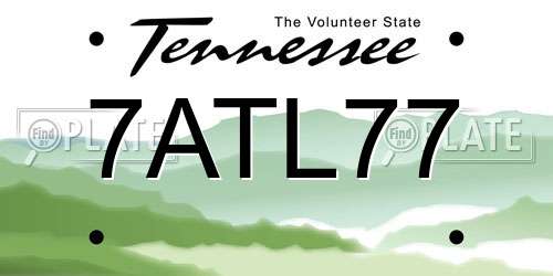 7ATL77 Tennessee License Plate