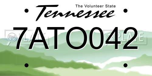 7ATO042 Tennessee License Plate