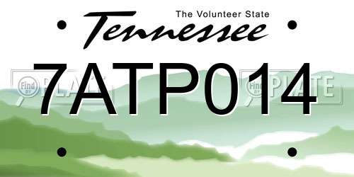 7ATP014 Tennessee License Plate