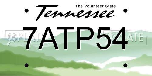 7ATP54 Tennessee License Plate