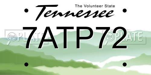 7ATP72 Tennessee License Plate