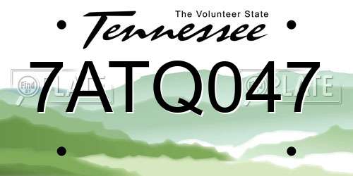 7ATQ047 Tennessee License Plate