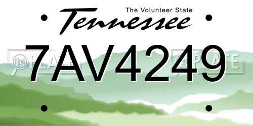 7AV4249 Tennessee License Plate