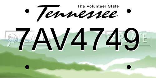 7AV4749 Tennessee License Plate