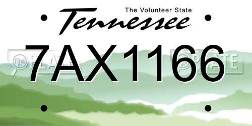 7AX1166 Tennessee License Plate