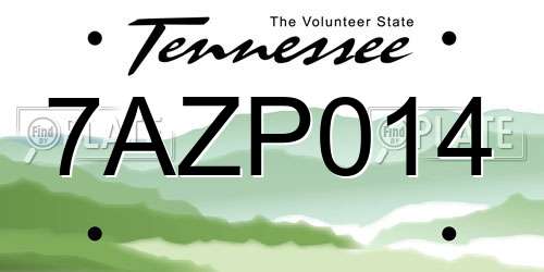 7AZP014 Tennessee License Plate