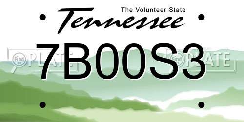 7B00S3 Tennessee License Plate