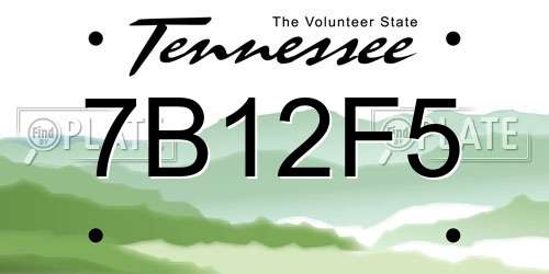 7B12F5 Tennessee License Plate