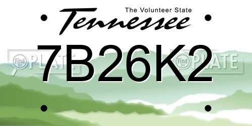 7B26K2 Tennessee License Plate