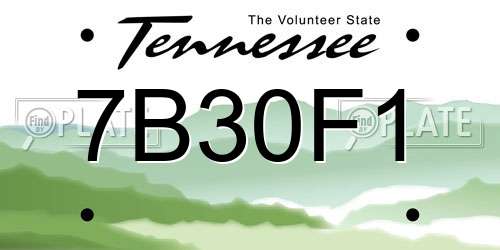 7B30F1 Tennessee License Plate
