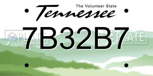 7B32B7 Tennessee License Plate