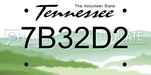 7B32D2 Tennessee License Plate
