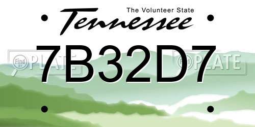 7B32D7 Tennessee License Plate
