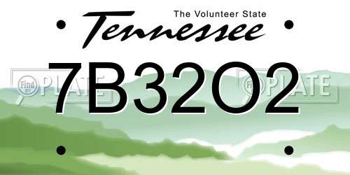7B32O2 Tennessee License Plate
