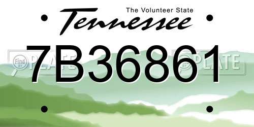 7B36861 Tennessee License Plate