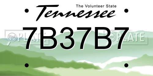 7B37B7 Tennessee License Plate