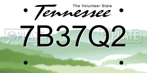 7B37Q2 Tennessee License Plate