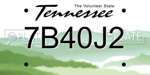 7B40J2 Tennessee License Plate
