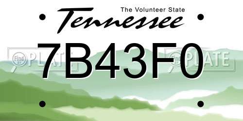 7B43F0 Tennessee License Plate