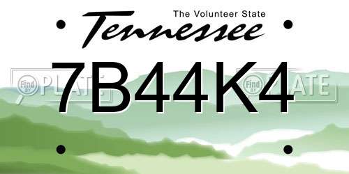 7B44K4 Tennessee License Plate