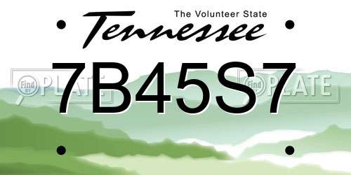 7B45S7 Tennessee License Plate