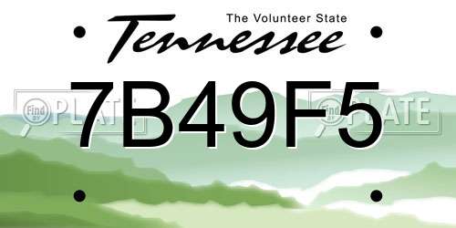 7B49F5 Tennessee License Plate