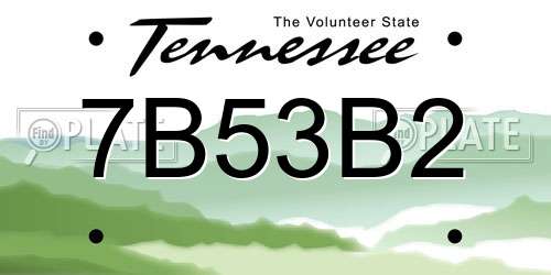 7B53B2 Tennessee License Plate