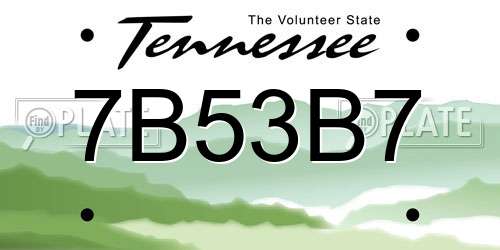 7B53B7 Tennessee License Plate