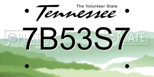 7B53S7 Tennessee License Plate