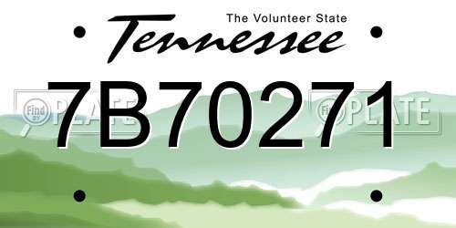 7B70271 Tennessee License Plate