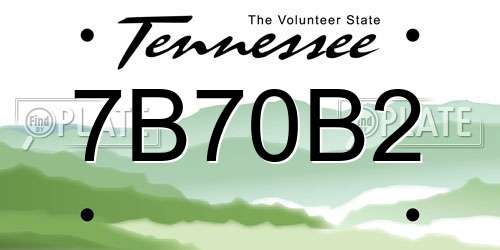 7B70B2 Tennessee License Plate