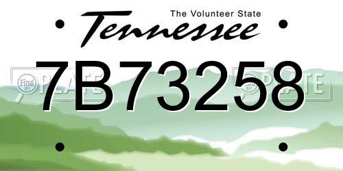 7B73258 Tennessee License Plate